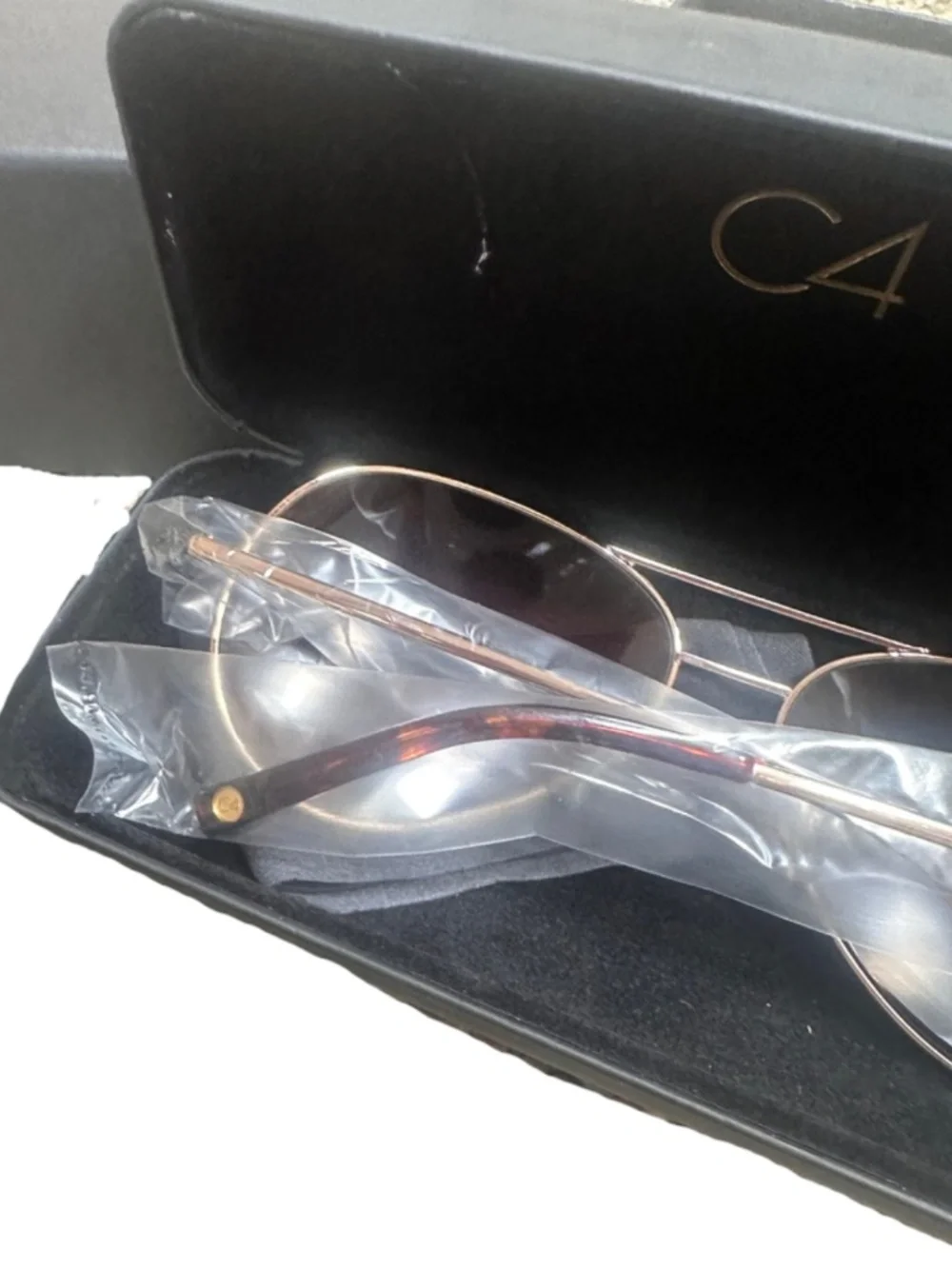 NEW C4 Gold and Brown Aviator Sunglasses